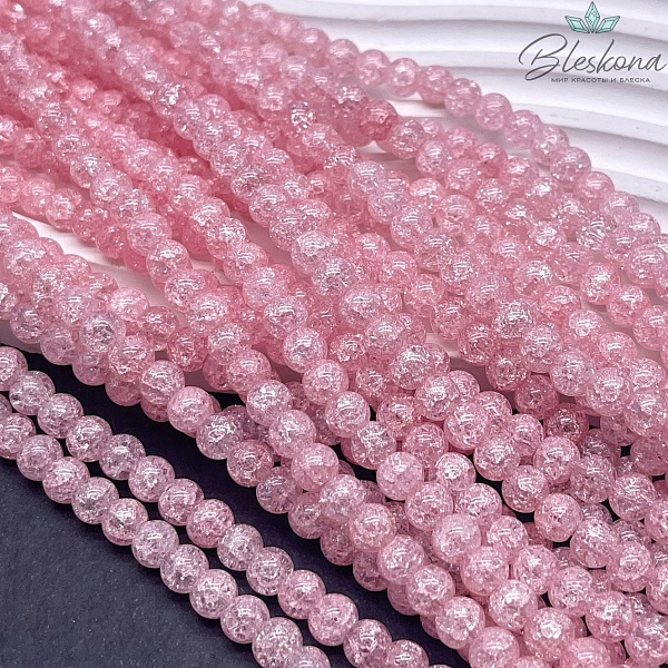 Кварц снежный  светло- розовый №1 (имитация) 6 мм