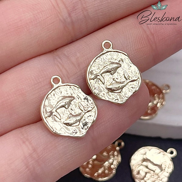 14 мм, цвет золото, Подвеска Рыбы Р16687