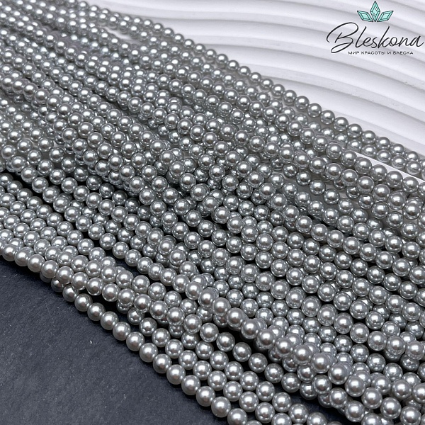 Жемчуг Майорка цвет светло - серый №1 4 мм