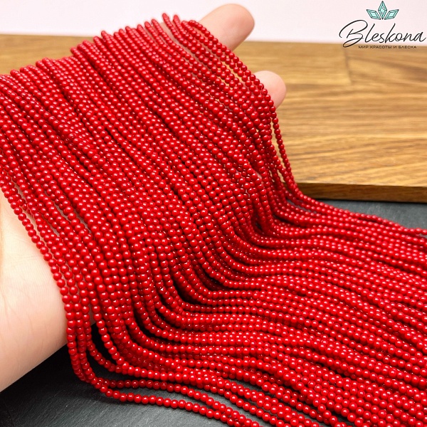 Жемчуг Майорка красная 2 мм 