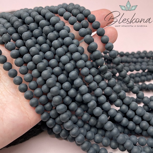 Агат черный матовый 6 мм 