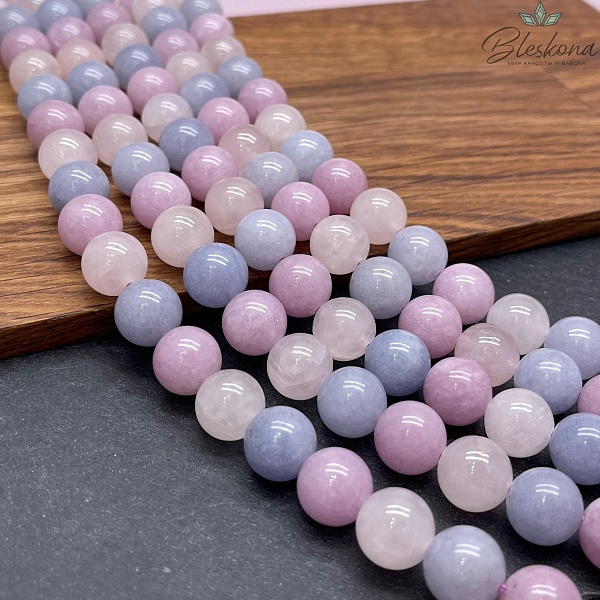 Микс Аквамарин Аметист Розовый кварц №1 12мм