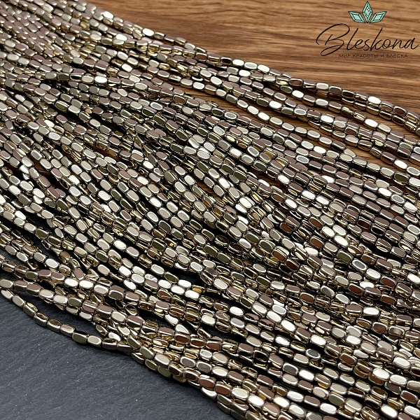 4*2мм Гематин прямоугольник, цвет темное золото, имитация