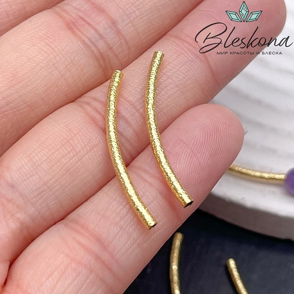 30*2мм, Бусина трубочка фактурная,цвет золото Люкс  