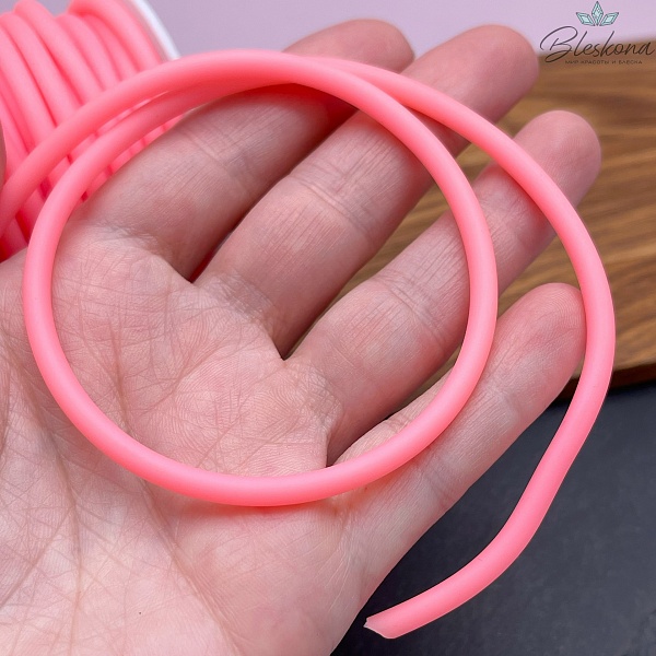 Каучуковый полый шнур, Цвет персиковый 4 мм