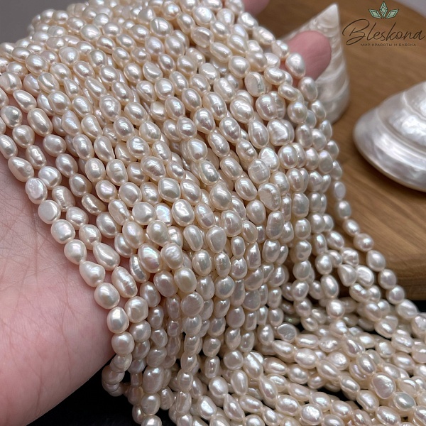 Жемчуг барочный рис белый 5-5,5 мм 