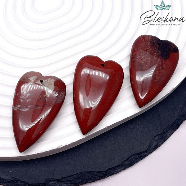 25*40 мм Подвеска Сердце Яшма Красная