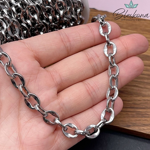 Цепь №48-5 цвет серебро 10*8 мм