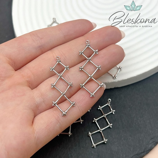 38*13 мм Цвет серебро, Подвеска ромбики 