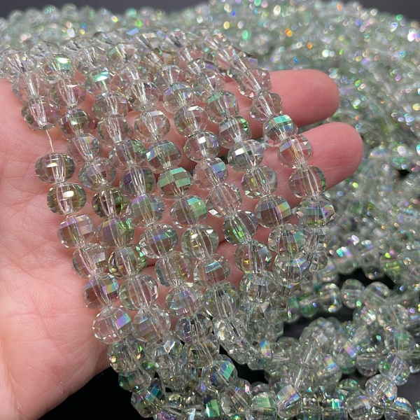 6*7,5 мм Стекло Lux, рондель прямоуг.огр., цвет прозрачный с зеленым переливом