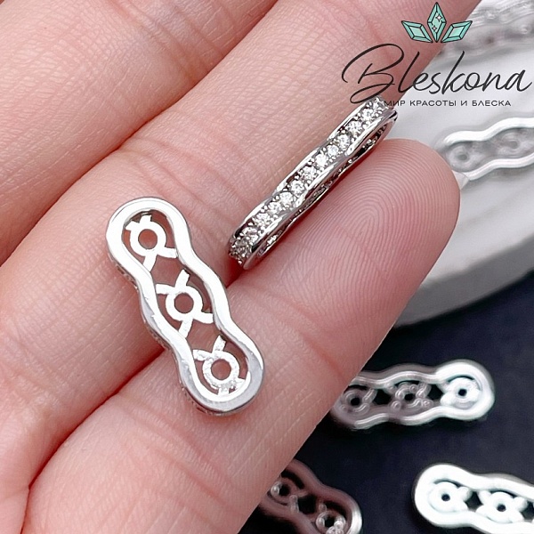 19,4*7*2,6 мм Цвет серебро, Бусина разделитель 3 ряда