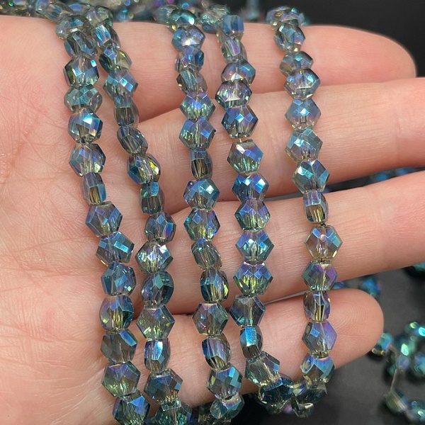 5*6 мм Стекло Lux, шестиугольник, цвет сине- серый