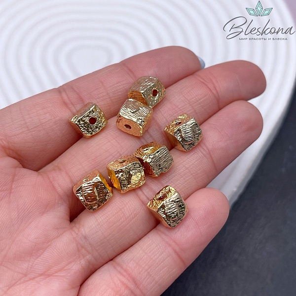8*7 мм Цвет золото, Бусина фактурная фриформ  
