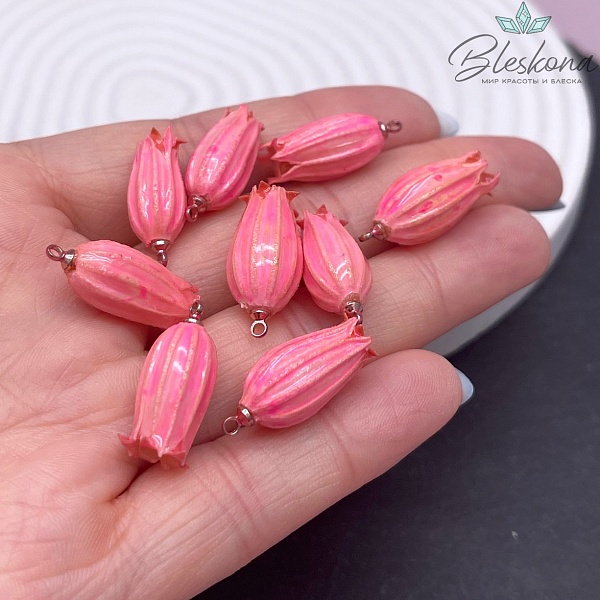 23-28 мм Подвеска Бутончик в эпоксидной смоле ярко- розовый