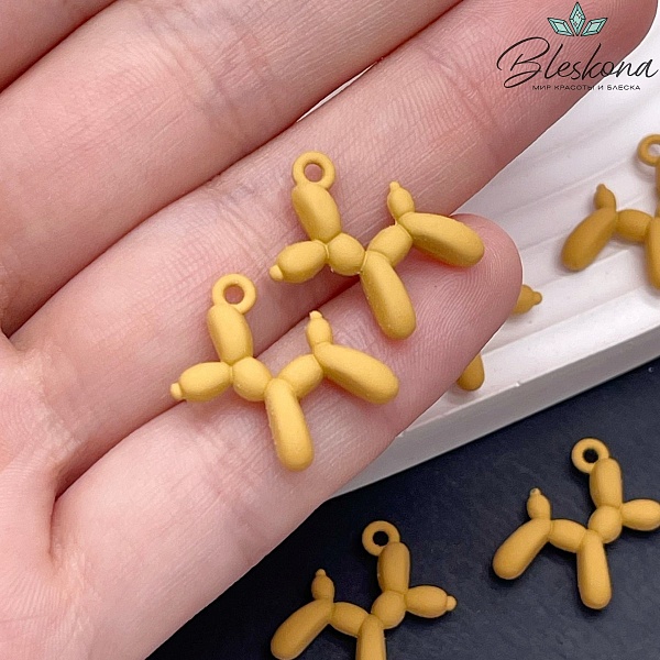 14*18 мм, Подвеска пудель светло-оранжевая эмаль матовая