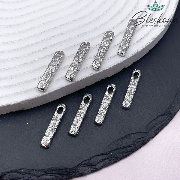 23*4,8 мм Цвет серебро, Подвеска прямоугольник узоры