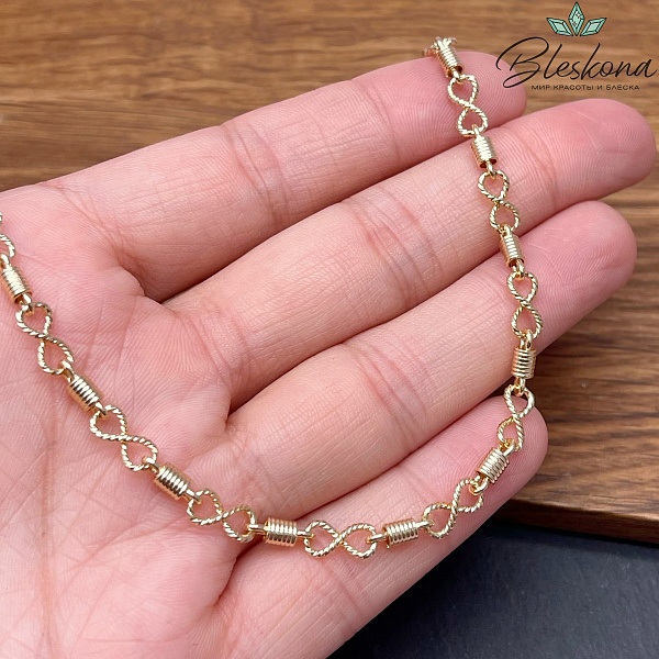 Цепь №21-1 цвет золото бесконечность 9*4 мм CAMS117