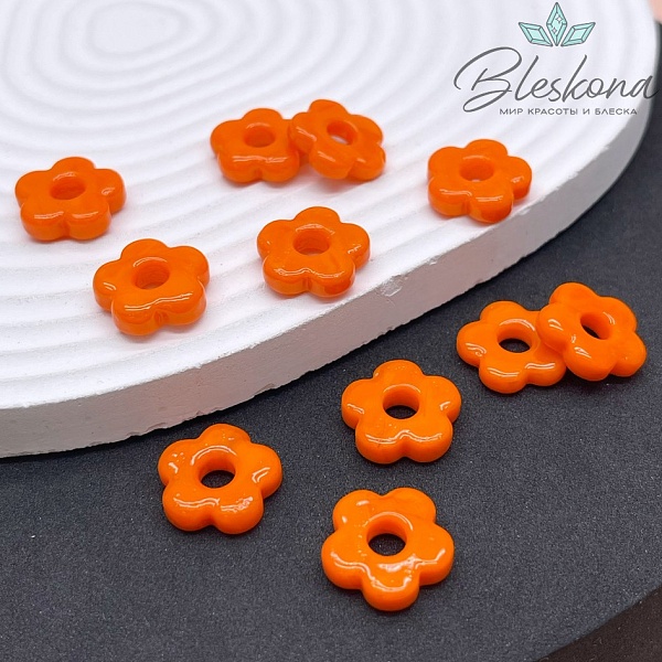 15 мм Подвеска цветок оранжевый