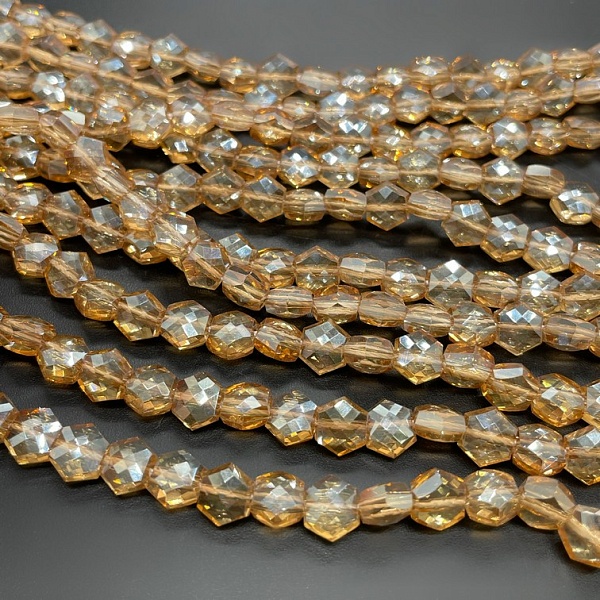 7*8 мм Стекло Lux, шестиугольник, цвет персиковый