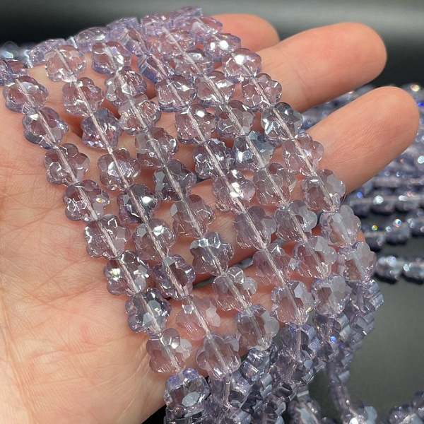 8 мм Стекло Lux, цветок, цвет бледно- лиловый 