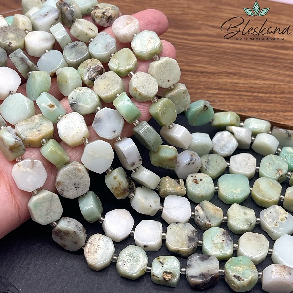 Хризопраз плоский квадрат фриформ 11-12 мм