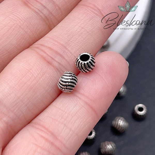 6 мм Бусина мельхиор шар волны