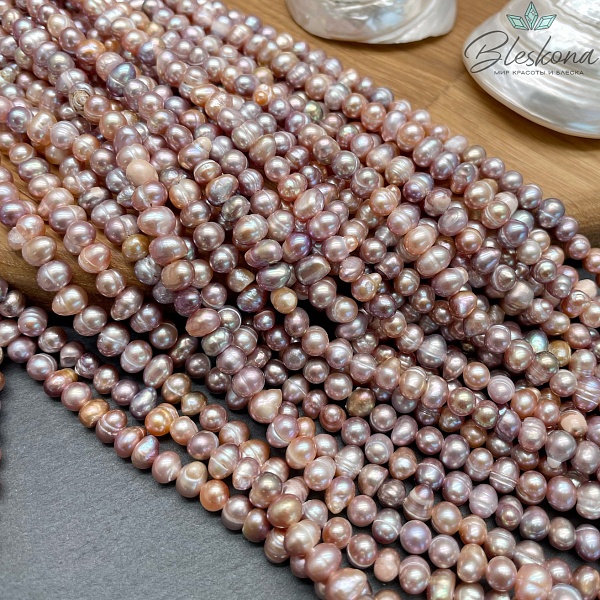 Жемчуг натуральный фиолетовый 6-7 мм