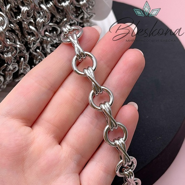 Цепь №106-3 цвет серебро 15,5*5 мм /13 мм