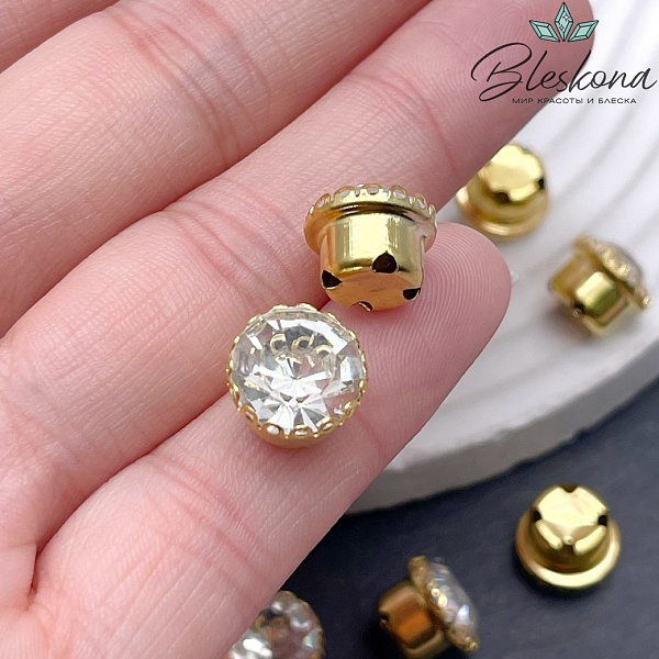 10,5мм,Бусина циркон, цвет золото