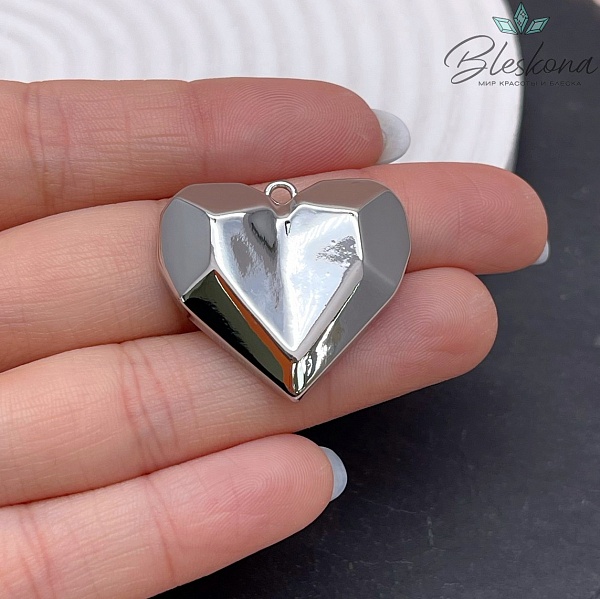 23*25мм Цвет серебро, Подвеска сердце фигурное