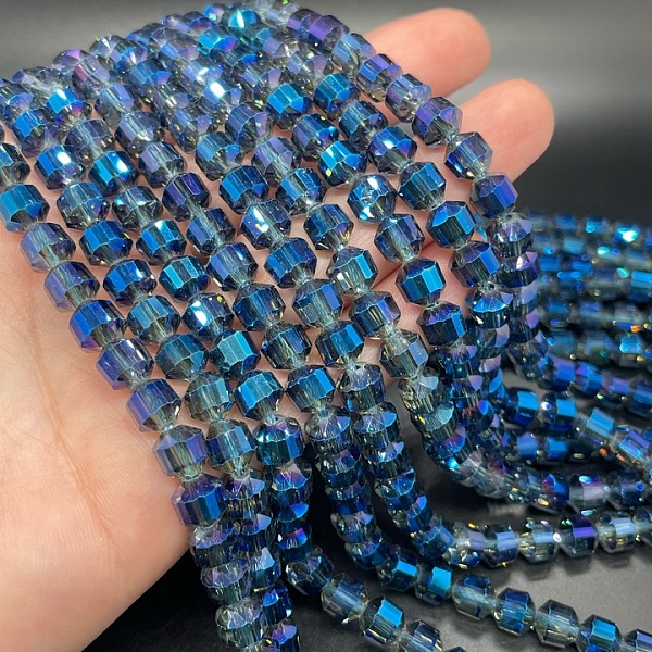 7 мм, Стекло Lux, многогранник, цвет синий