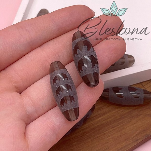 Бусина Дзи 5 летучих мышей 30*11 мм