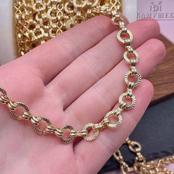 Цепь №40-1 цвет золото 8,5 мм/10*3 мм Люкс