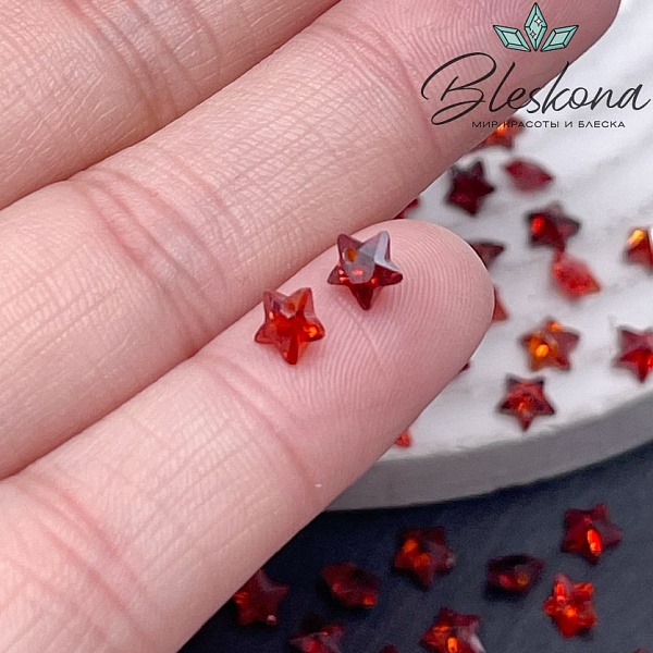 5 мм, Подвеска Циркон звезда темно-оранжевая (кубический цирконий, фианит) 