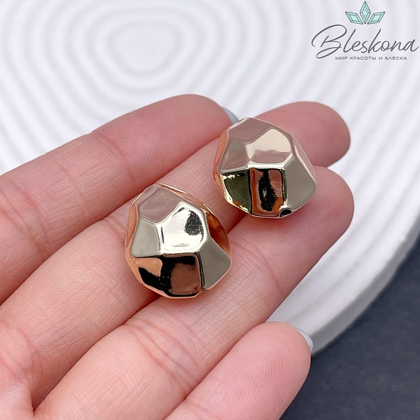 19*16 мм Цвет золото, Бусина крупная фриформ огранка