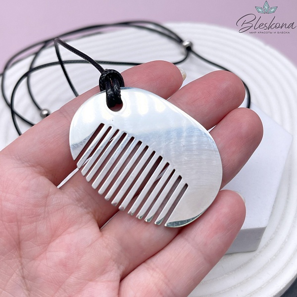 Колье (готовое украшение) Гребешок, Цвет серебро, 86 см
