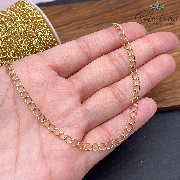 Цепь №10-2 цвет золото 4,8*3,6 мм 