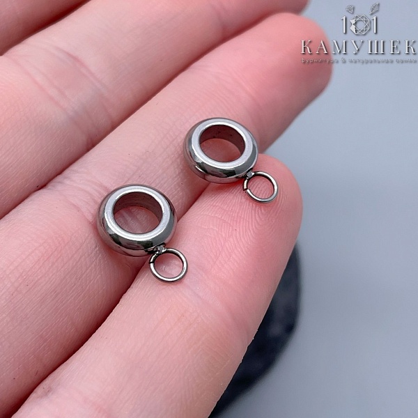 Бейл для подвесок разъеменое колечко, цвет серебро 8,8*3 мм