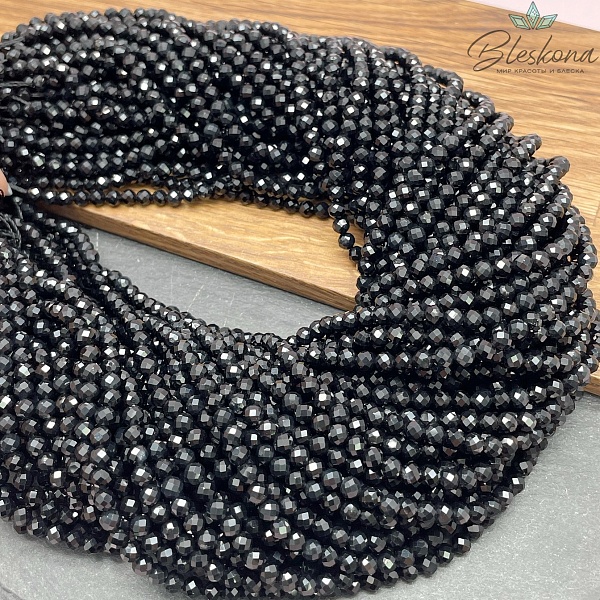 Агат черный алмазная огранка 4,5 мм 