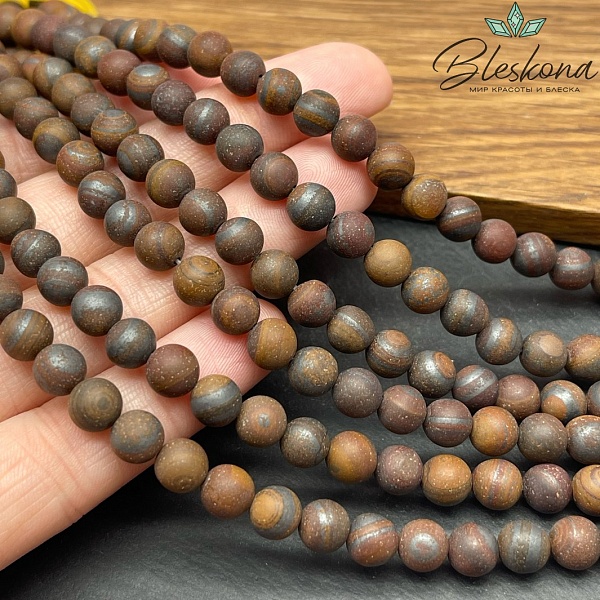 Тигровый глаз с включениями гематита матовый 6,5 мм