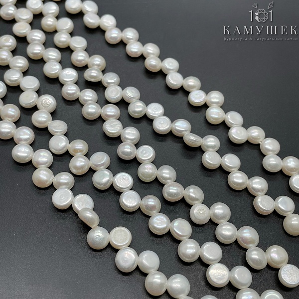 Жемчуг полусфера белый косичка 6,5 мм
