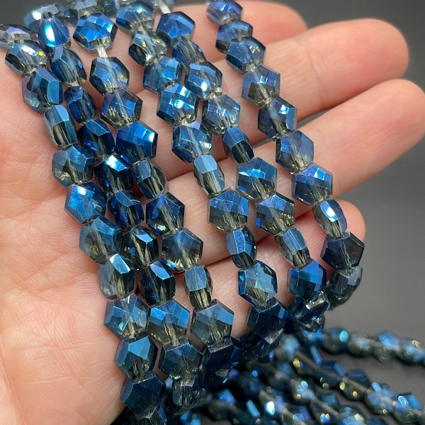 7*6 мм Стекло Lux, шестиугольник, цвет синий