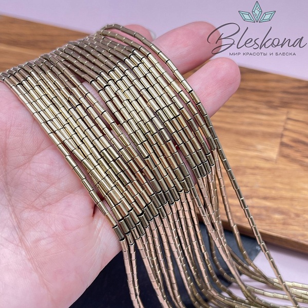 4*2 мм Гематин трубочки, цвет темное золото, имитация