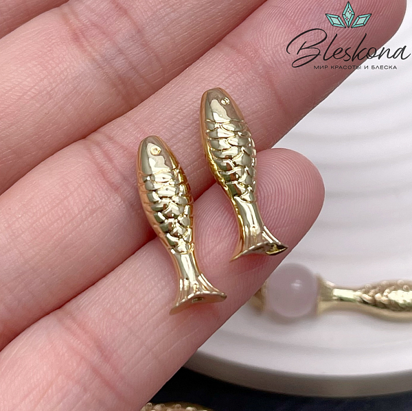 20*6 мм Цвет золото, Бусина Рыбка