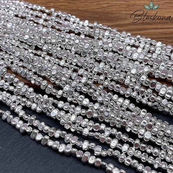 4,5-6 мм Гематин сколы шлифованные, светлое серебро, имитация