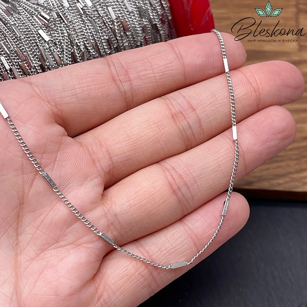 Цепь №155 цвет серебро, палочка 1,5*1,2 мм