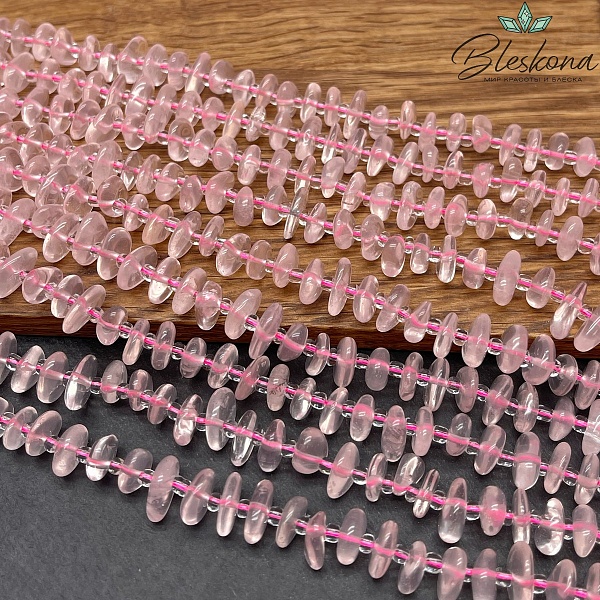 Розовый кварц сколы шлифованные (2-4)*(8-11) мм