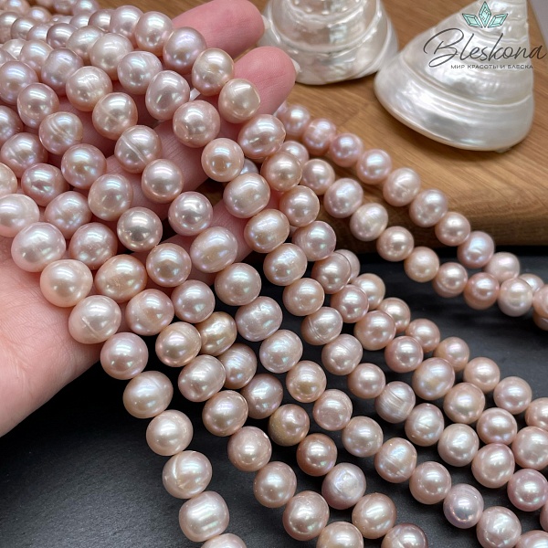 Жемчуг натуральный фиолетовый 10-11 мм 