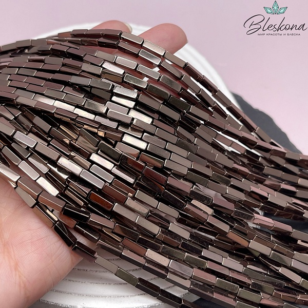 9*3 мм Гематин имитация, коричневый №1 (шоколадный), прямоугольник 