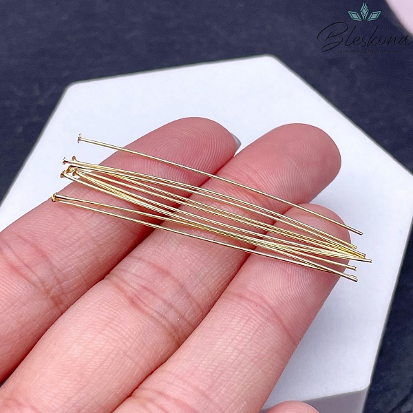 5 см*0,5 мм Цвет золото, Пины шляпка мягкие уп. 10 шт Люкс